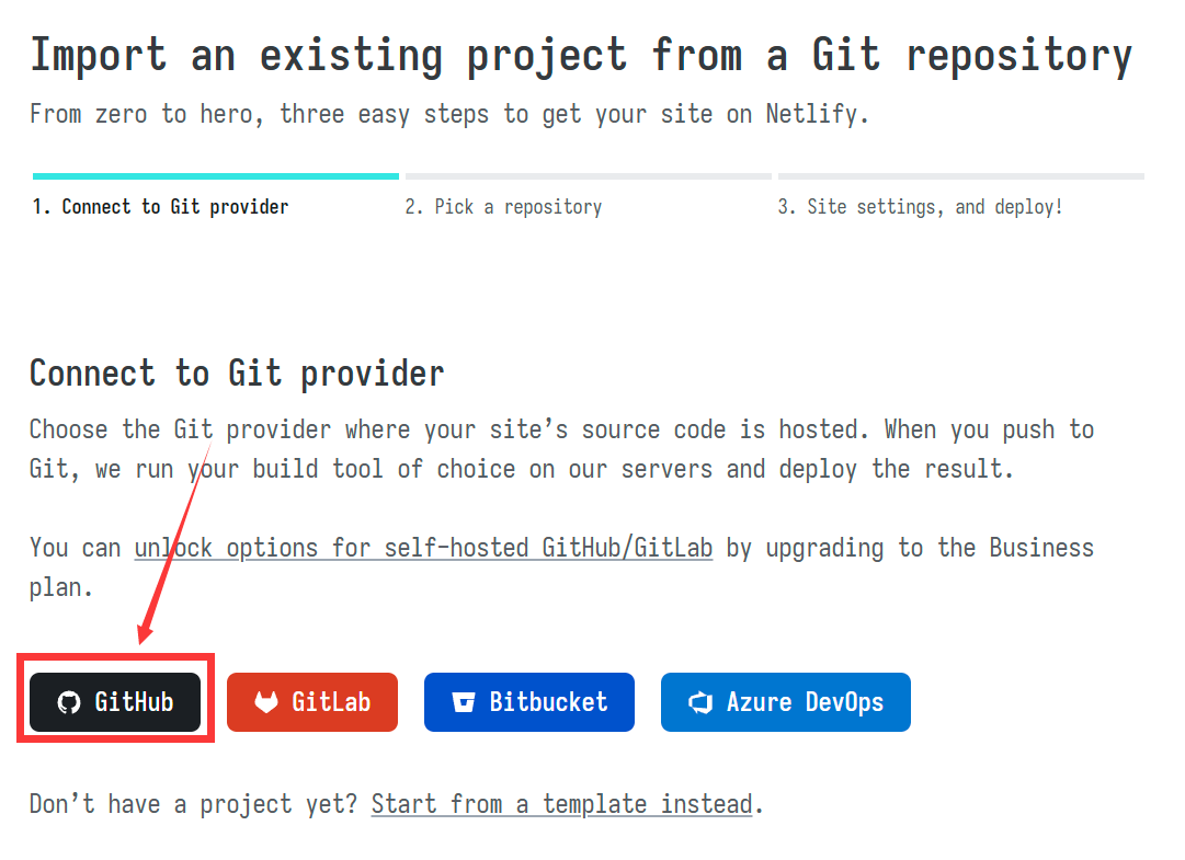 netlify-import-site-from-github